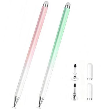 Imagem de Caneta Stylus para Samsung Galaxy Tab A9Plus/A9/A8 Plus/A8/A7, compatível com iPad iOS/Android 15/14, todos os dispositivos sensíveis ao toque, caneta S de alta sensibilidade universal (rosa + verde)