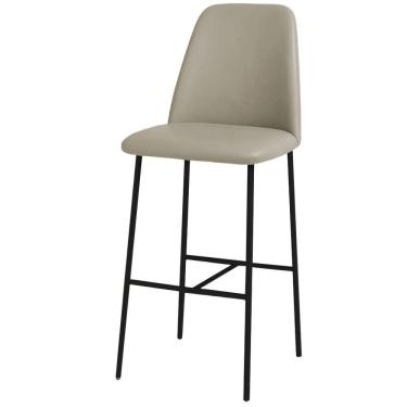 Imagem de Banqueta Turquia Couro Areia Em Metal Preto