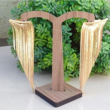 Imagem de Brinco Feminino Franja Banhado A Ouro