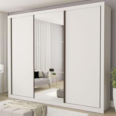 Imagem de Guarda Roupa Casal Com 3 Espelhos 3 Portas Minastex Branco