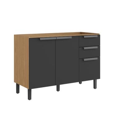 Imagem de Balcão Itatiaia 3Portas 2Gavetas Grafite New Porto SEM TAMPO