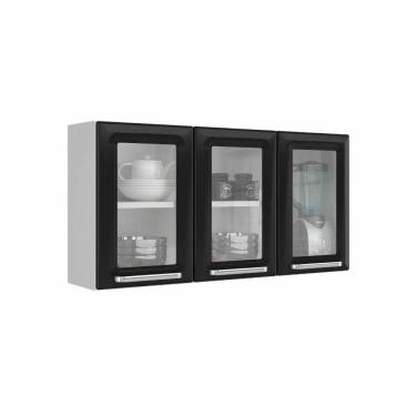 Imagem de Armario Aéreo c/Vidro Cozinhas Itatiaia Luce - 3 Portas - Preto