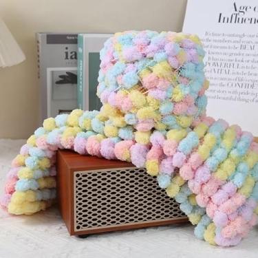 Imagem de 1 pacote de fios grossos para crochê e tricô, fio de pelúcia tie dye macio supervolumoso, chenille grosso de cor mista