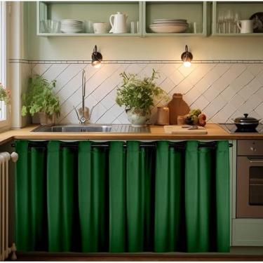 Imagem de Cortina de PVC para Pia de Cozinha Impermeável Proteção Contra Água e Gordura 1,40x0,80 e 2,80x1,40 (Verde, 1,40 m x 0,80m)