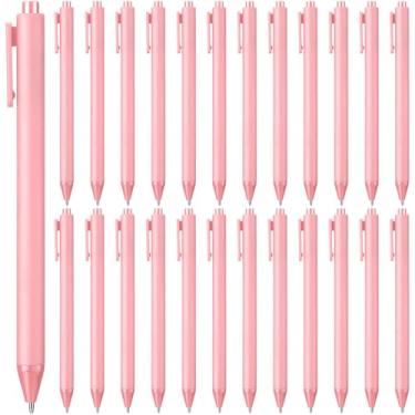 Imagem de yptniginu 25 canetas esferográficas retráteis a granel 1,0 mm, ponta média, tinta preta, canetas fofas, material escolar para professores, estudantes, funcionários, chá de panela, chá de bebê (rosa)