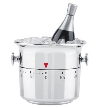 Imagem de Temporizador de cozinha, temporizador mecânico em forma de balde de 60 minutos com alarme alto para salão, escritório, laboratório, escola e relógio despertador