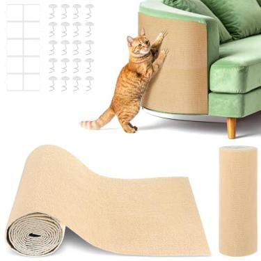 Imagem de Hpmjz Tapete para arranhar gatos, protetor de móveis para gatos, tapete autoadesivo, faça você mesmo, arranhadores de gatos para sofá interno, parede, sofá, cadeira, prateleiras de árvores (299,7 cm x