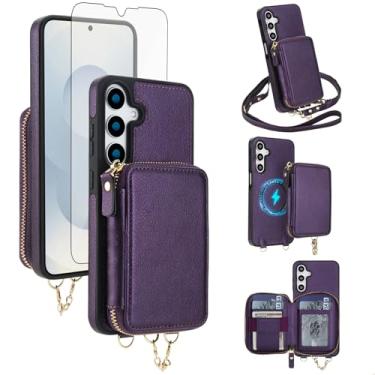 Imagem de Capa de telefone para Samsung Galaxy S24 FE 5G carteira com zíper capa protetora de tela transversal alça de cordão 2 em 1 magnético destacável bloqueio RFID S 24 EF AI S24FE 24S 24FE mulheres homens