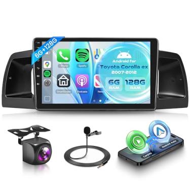 Imagem de Orderich Rádio veicular Android de 8 núcleos 6G + 128G para Toyota Corolla ex 2007-2012 com CarPlay sem fio Android Auto, tela sensível ao toque de 9 polegadas, conexão espelhada, GPS WiFi, Bluetooth