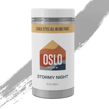 Imagem de Oslo Home Tinta multifuncional estilo giz, cinza (noite tempestuosa), 1 litro (946 ml), fosco, sem lixamento ou escorvamento, para móveis, decoração de casa