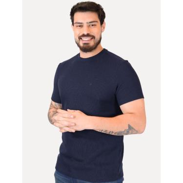 Imagem de Camiseta Calvin Klein Masculina Canelada Mono Logo Azul Marinho-Masculino
