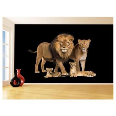 Imagem de Papel De Parede Animais Leão Família Filhotes 3,5M Anm511 - Você Decor