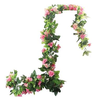 Imagem de Casamento de flor de escalada de seda 230 rosa cm decoração 2 guirlanda de casa pacotes artificiais flores artificiais flores amarelas penduradas flores artificiais (cor: cinza, tamanho: tamanho único