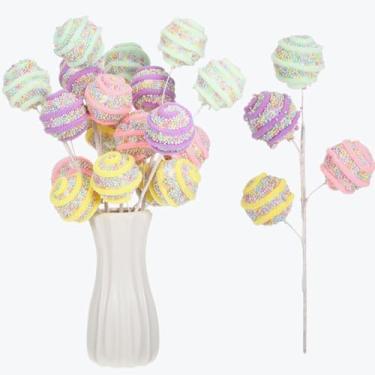 Imagem de Norme 5 palhetas de árvore de Natal pastel de 40,6 cm, palhetas de doces e pirulitos para decoração de árvore de Natal, enfeites de galhos de Natal para encher vasos de guirlanda para casa (pirulito