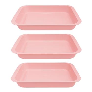 Imagem de Kit 3 Travessa Plástica Doces Salgados Bandeja Cozinha Multiuso 2,3LT (Rosa)