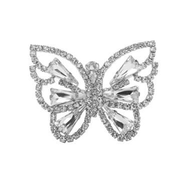 Imagem de Anel aberto de declaração de borboleta brilhante com strass para mulheres brilhantes CZ cristal grandes borboletas ajustáveis promessa casamento aliança de dedo empilhável joias de luxo dança festa de