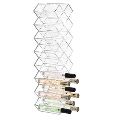 Imagem de ELLDOO Organizador de perfume Rollerball, suporte de armazenamento de perfume de acrílico transparente 23 espaços, suporte empilhável de maquiagem para batom, suporte de armazenamento de brilho labial