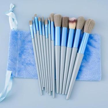 Imagem de Conjunto de pincéis de maquiagem com aplicador de ferramenta de contorno, aplicador de blush, corretivo, sombra, rosto, delineador, pincel, pó, puff, presentes de amizade, presentes para mulheres