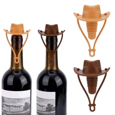 Imagem de 2un. Tampas Vinco Chapéu Cowboy, Vedante Reutilizável Silicone Garrafas Vinho Tampa Decorativa Divertida Bugigangas Cozinha & Acessórios Bar para Cerveja Champanhe Uísque