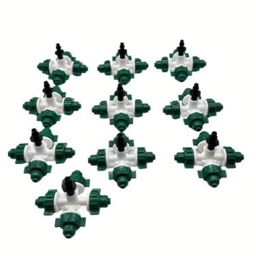 Imagem de Pacote com 10 bocais atomizadores com conector de irrigação por gotejamento de farpa única para tubo de irrigação por gotejamento de 1/10.2 cm, emissores de irrigação por gotejamento por micro spray