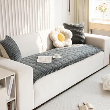 Imagem de Capas de sofá laváveis, seccionais, em forma de L, capa de sofá de 3,5 cm, com almofadas traseiras, de veludo cotelê lavável na máquina, antiderrapante, resistente ao desgaste e durável, cinza escuro