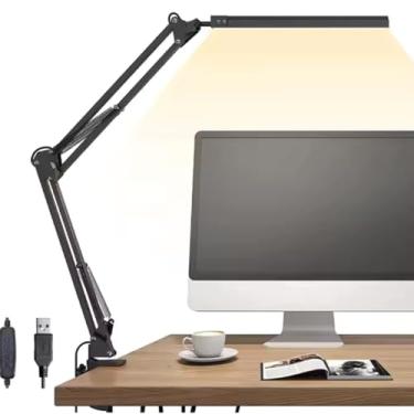 Imagem de Luminária de Mesa LED Articulada Recarregável – Branca/Preta, Flexível, USB, Para Escritório, Estudo e Leitura, Abajur Moderno com Base Extra | Premium InoVibes (Preto)