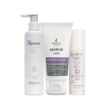 Imagem de Kit Hidratantes Mantecorp Epidrat - Creme Facial Hidr e Creme Corporal Hidr e Hidratante Labial-Unissex