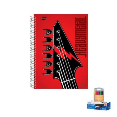 Imagem de Kit Caderno Masculino 20 Matérias Capa Dura 400 Folhas + Caneta Point 88 Fineliner 0.4mm + Grampeador Metallic C-15