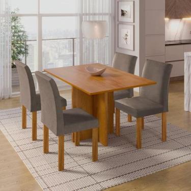 Imagem de Conjunto Sala de Jantar 4 Lugares Retangular Tampo MDF Mesa Carol com 