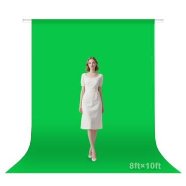 Imagem de Qoolfoto Pano de fundo de tela verde, 2,8 x 3,5 m para fotografia Chromakey Greenscreen folha de fundo para reunião de zoom, cortina de tecido de poliéster para estúdio de vídeo, festa, transmissão ao