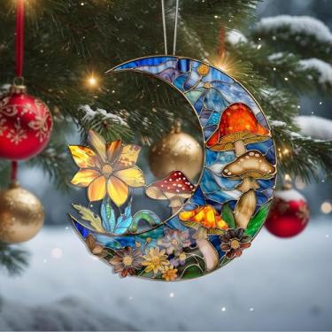 Imagem de Enfeites de Natal, lua de cristal, enfeites de árvore de Natal feitos à mão, decoração de carro e casa - presentes de Natal, decoração de artesanato em acrílico, ideias de troca de presentes para