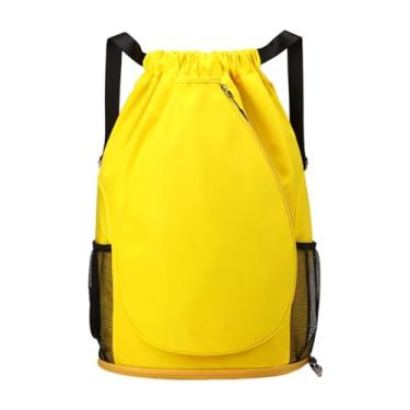Imagem de harayaa Mochila de tênis, mochila esportiva com alças de ombro ajustáveis, bolsa para raquete de badminton, bolsa para bolas e acessórios de tênis, ideal para, Amarelo