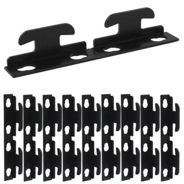 Imagem de suiwotin 20 peças/10 conjuntos de suportes de varão de cortina, ganchos de parede, suportes individuais de metal resistente para cortinas, ganchos de parede para persianas, (preto)