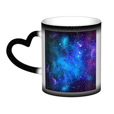 Imagem de Xícara de café Galaxy Fun, xícara de cerâmica mágica sensível ao calor que muda de cor, 12 Oz, para café/chá/leite/cacau, para adolescente/aniversário/festival/presentes