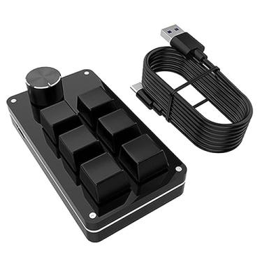 Imagem de Teclado Mecânico RGB com Fio One Hand USB Macro Personalizada Programável 6 Teclas 1 Botão Rotativo