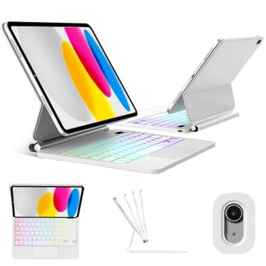 Imagem de Capa Magic Keyboard Folio para iPad A16 11ª/10ª geração com teclado, retroiluminação arco-íris, trackpad multitoque, suporte cantilever flutuante, capa magnética para iPad A16 de 11 polegadas / 10ª