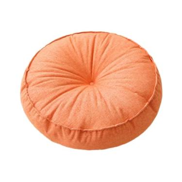 Imagem de predolo Almofada redonda para chão, almofada de meditação, pequena decorativa para assento no chão, sofá ou cama, Laranja