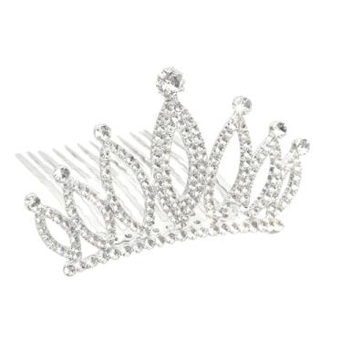 Imagem de CASOLVX Mini pente de coroa de princesa para meninas pente de cabelo com strass de cristal tiara coroa acessório de cabelo para presentes de aniversário, Style One, Strass