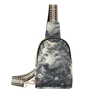 Imagem de CEBUGI Bolsa feminina Wolf pequena tiracolo de couro, pochete para trilhas, viagens ao ar livre