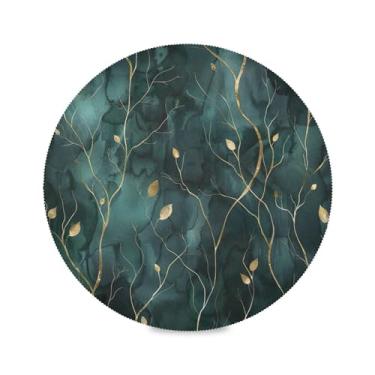 Imagem de xigua Jogo americano redondo com ramos de árvore verde, conjunto de 4 para mesa de jantar, tapetes de mesa antiderrapantes laváveis e resistentes ao calor para decoração de festa, cozinha, jantar