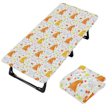 Imagem de Burbuja Lençol de berço de gnomos laranja para crianças, lençol de cochilo acolchoado portátil com faixa elástica para meninas e meninos, lavável na máquina, 63,5 x 127 cm