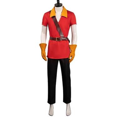 Imagem de Jaqueta masculina Hunter Gaston cosplay Bela e Fera fantasia camisa calça cinto luvas roupa de Halloween, Amarelo, 3G