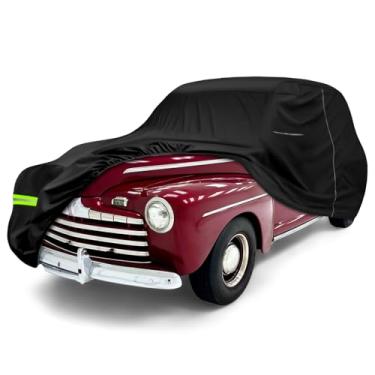 Imagem de Capa de carro à prova d'água compatível com 1941-1951 Ford/Chvey Deluxe Custom/Coupe/Sedan, poliéster 300D com forro interno de algodão capas de carro para todos os climas e porta com zíper para