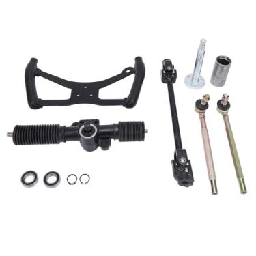 Imagem de Aramox Conjunto de Rack de Tirante de Volante de 320 Mm, Conjunto de Eixo de Pinhão de Rack de Engrenagem de Metal para Controle Preciso Com Eixo Universal e Base Compatível Com Karts