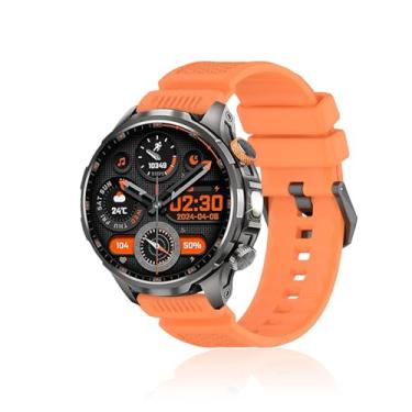 Imagem de NOUKAJU Pulseira para BANLVS AK90, pulseira de substituição para SmartWatch, pulseira de silicone macio, acessórios de relógio, pulseira de substituição para relógio inteligente BANLVS AK90 (laranja)