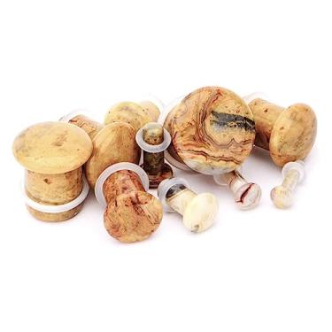 Imagem de blue palm jewelry Par de alargadores de orelha Crazy Lace ágata única pedra alargador de silicone O-ring calibres 0ga - 2,5 cm E619, Pedra, Sem Pedra Preciosa