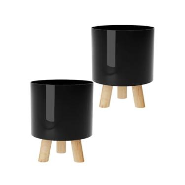 Imagem de Kit com 2 - Cachepot Retro pé Madeira Decoração