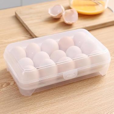 Imagem de Recipiente de ovos para geladeira, caixa de armazenamento de ovos de 15 grades com tampa, recipiente hermético durável para geladeira