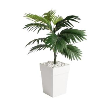 Imagem de Grandes Palmeiras Artificiais/Coqueiros Com Vasos De Vime — DecoraçãO Para Casa, Sala De Estar E Ambiente(Branco)