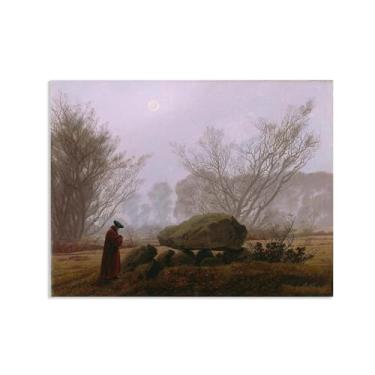 Imagem de A Walk at Dusk por Caspar David Friedrich Impressões em tela Well Decor The World Classic Art Reproduções de arte grande giclee arte de parede para sala de estar decoração de casa 40 x 30 cm (16 x 12